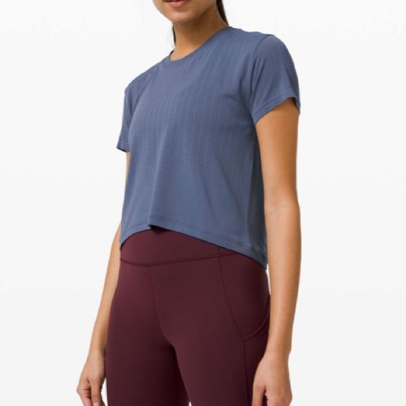 Lululemon Train to Be Short Sleeve
Ink Blue Perforated Crop Tee - Picture 5 of 7